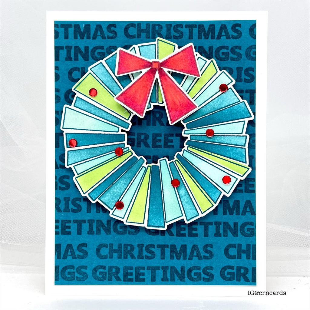 Simon Says Clear Stamps Retro Wreath 2298msc Christmas Card