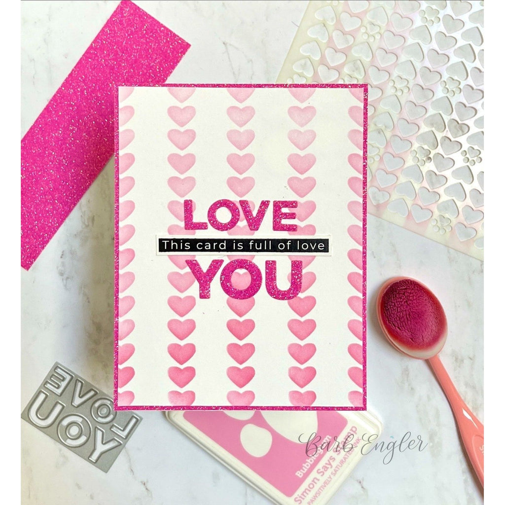 Simon Says Stamp Sentiment Strips Reverse All the Love sssg131149 Smitten Love Card