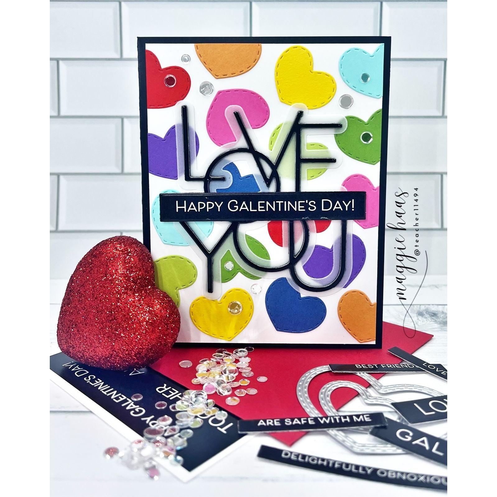 Simon Says Stamp EZ Strips Galentine's set1158gt Heart to Heart