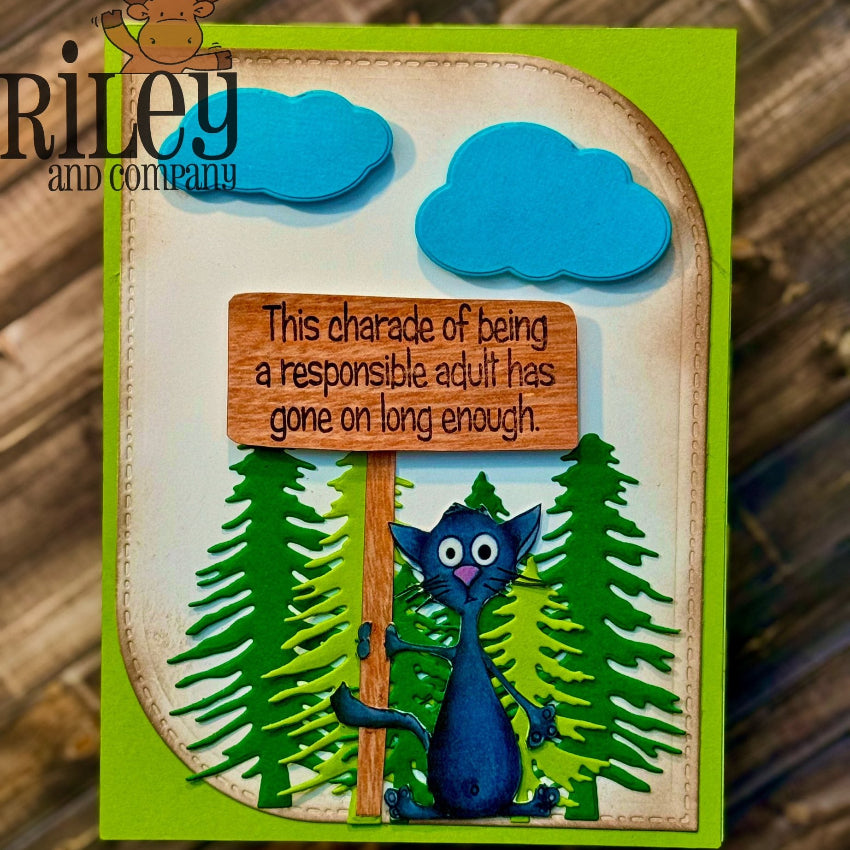 Riley And Company Funny Bones Charade has gone on long enough Clear Stamp rwd-1421 trees