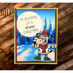 Riley And Company Funny Bones I'm Dreaming of a Wine Christmas Clear Stamp rwd-1405 ice skates