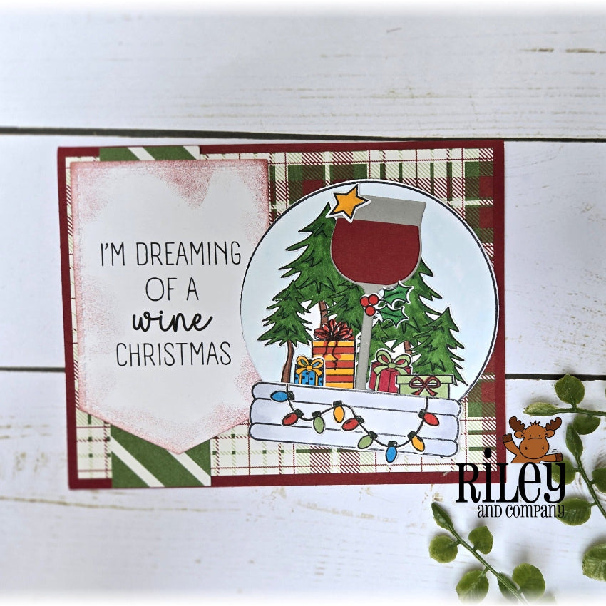 Riley And Company Funny Bones I'm Dreaming of a Wine Christmas Clear Stamp rwd-1405 presents