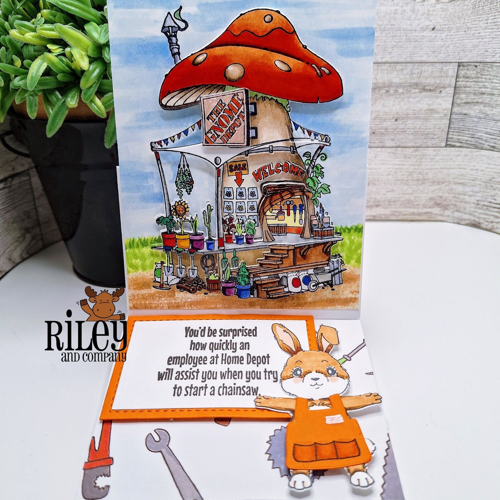 Riley And Company Funny Bones Try To Start A Chainsaw Clear Stamp rwd-1370 welcome