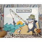 Riley and Company Dress Up Shark Clear Stamp and Die Set fishing