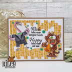 Riley and Company Funny Bones Rich Folks Wear Designer Labels Clear Stamp rwd-1431 brick wall