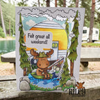 Riley and Company Funny Bones Weekend Immune System Clear Stamp rwd-1467 moose fishing
