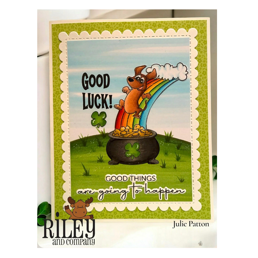 Riley and Company Woody and Hazel Jean Good Luck Clear Stamps rclr2007 rainbow