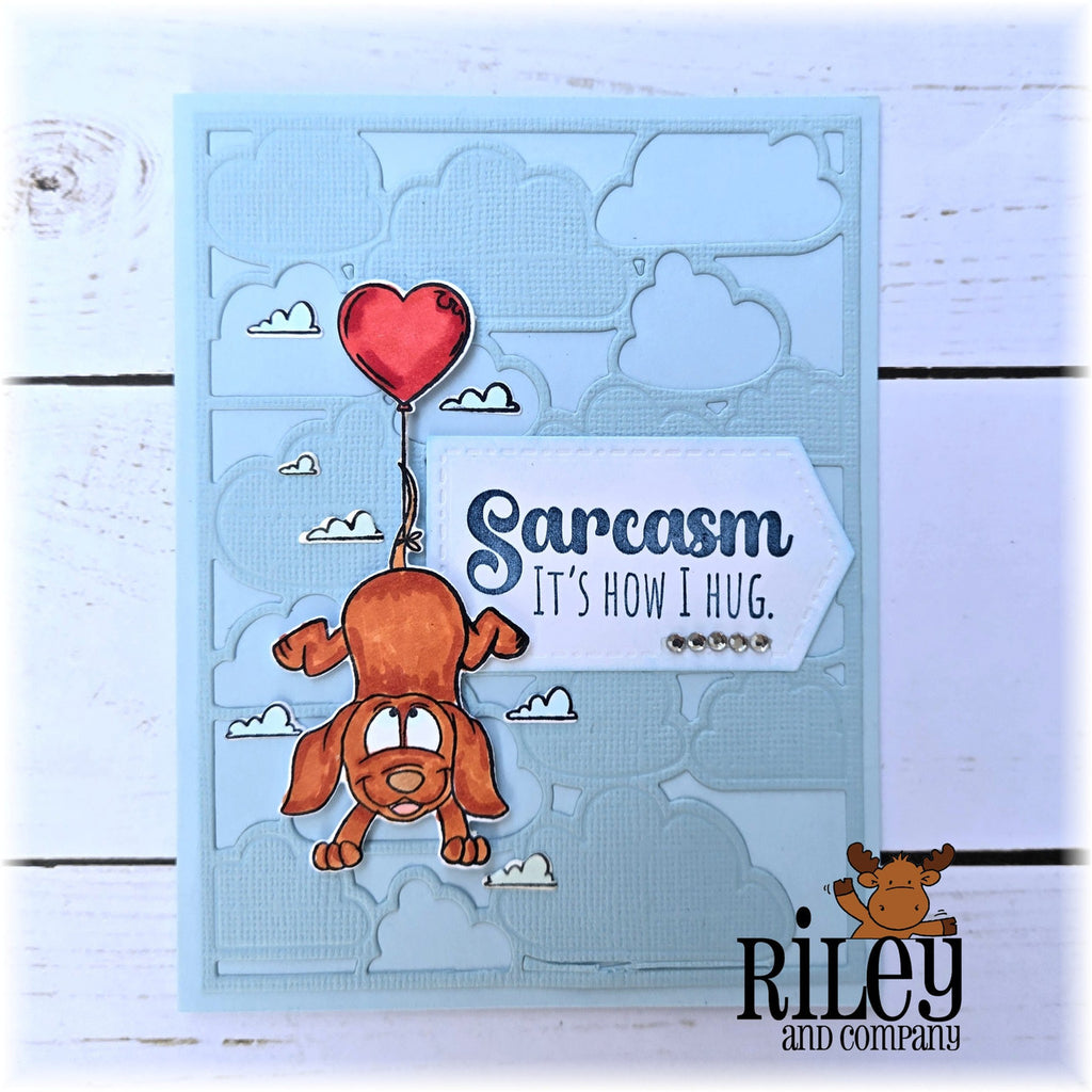 Riley and Company Woody and Hazel Jean XO Clear Stamps rclr2006 cloud background