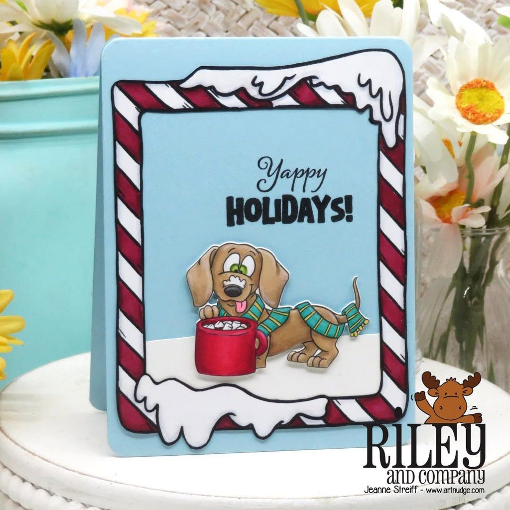 Riley and Company Woody and Hazel Ornaments Clear Stamps rclr2033 happy holidays card