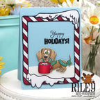 Riley and Company Woody and Hazel Ornaments Clear Stamps rclr2033 happy holidays card