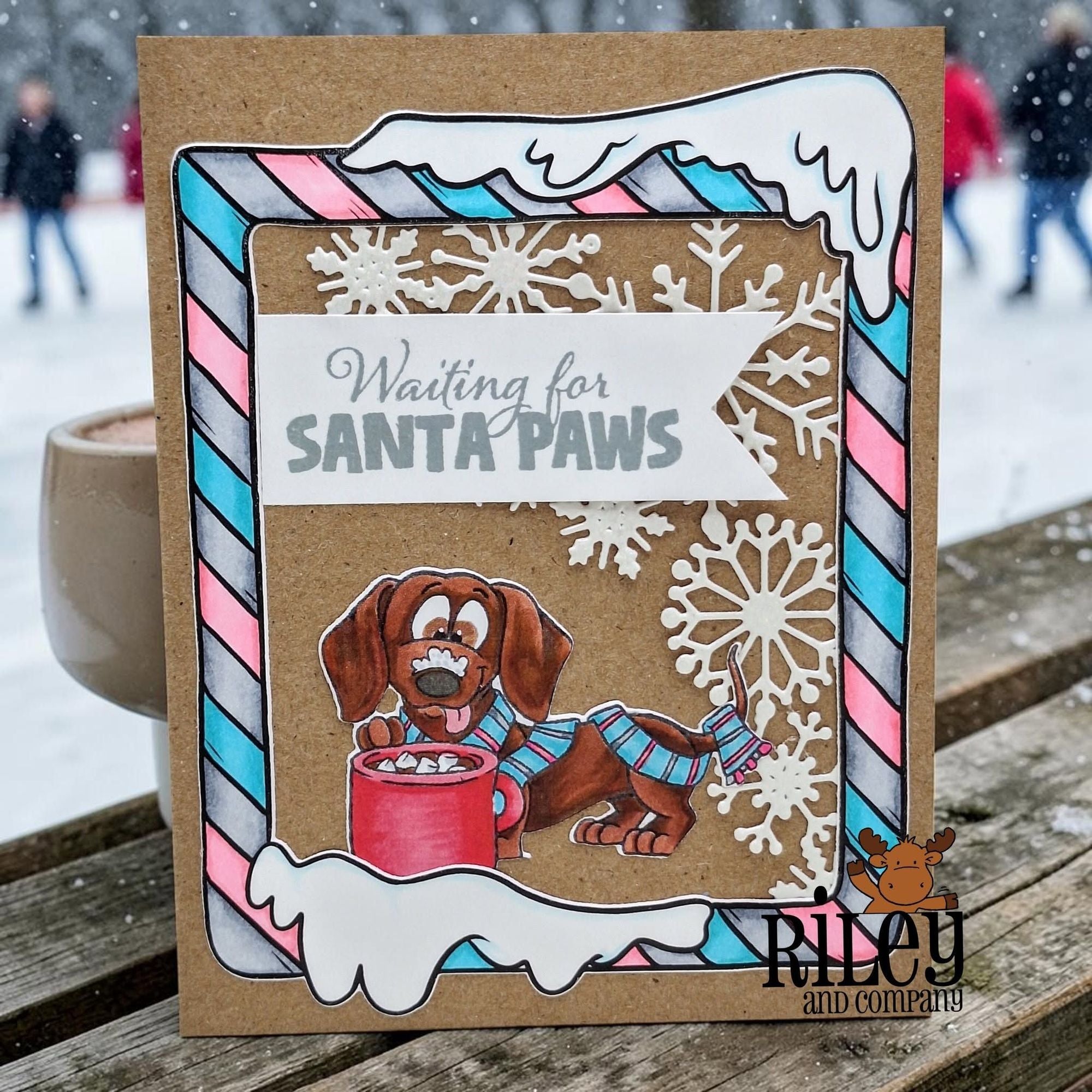 Riley and Company Woody and Hazel Ornaments Clear Stamps rclr2033 snowflakes card