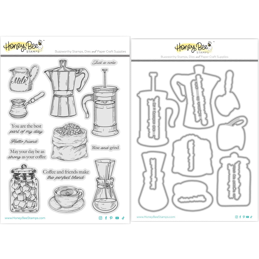 Honey Bee Rise And Grind Cling Stamps And Dies Bundle