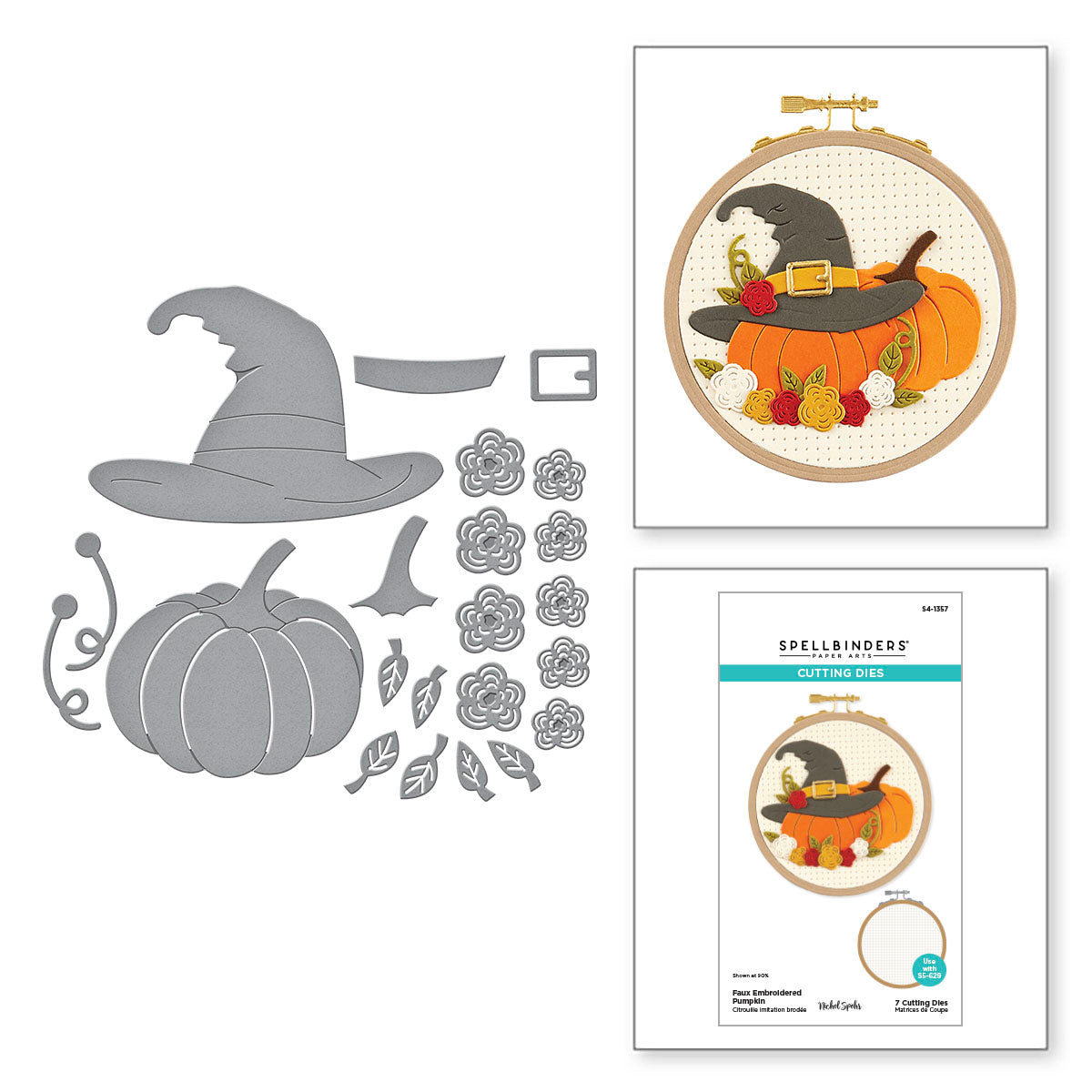 Spellbinders Faux Embroidered Pumpkin Etched Dies s4-1357