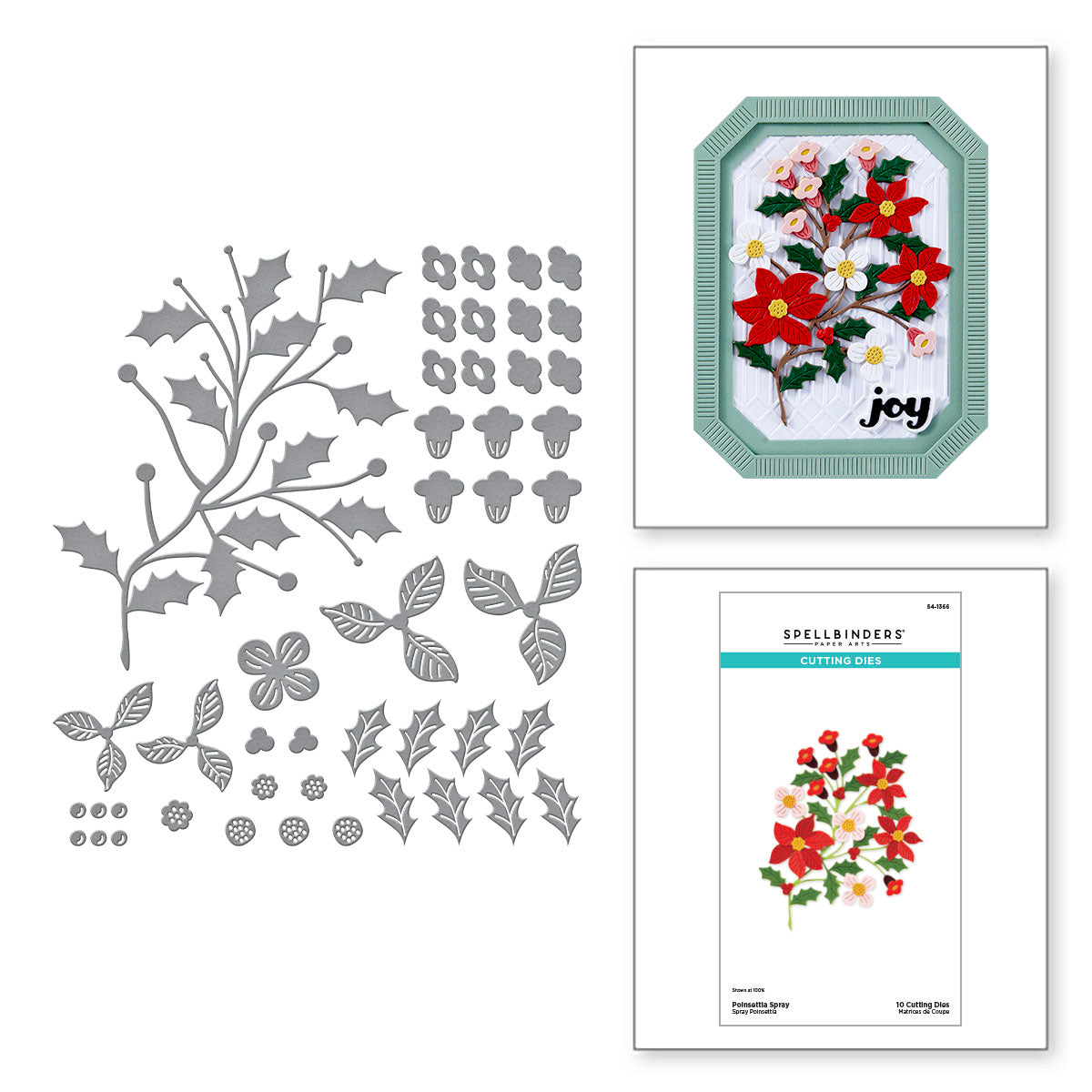 Spellbinders Poinsettia Spray Etched Dies s4-1366