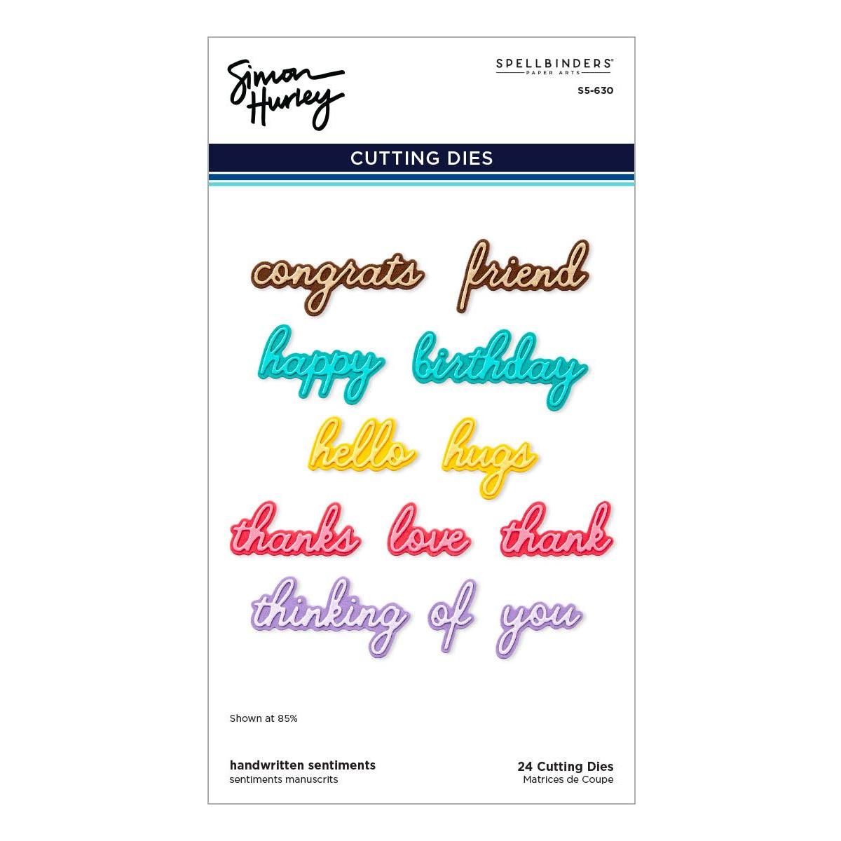s5-630 Spellbinders Handwritten Sentiments Etched Dies