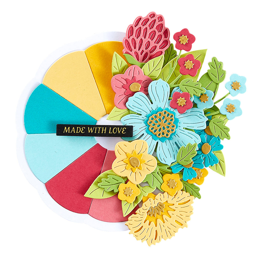 Spellbinders Color Swatch Petal, Wheel, Names, Stamp, Die and Ring Bundle flowers