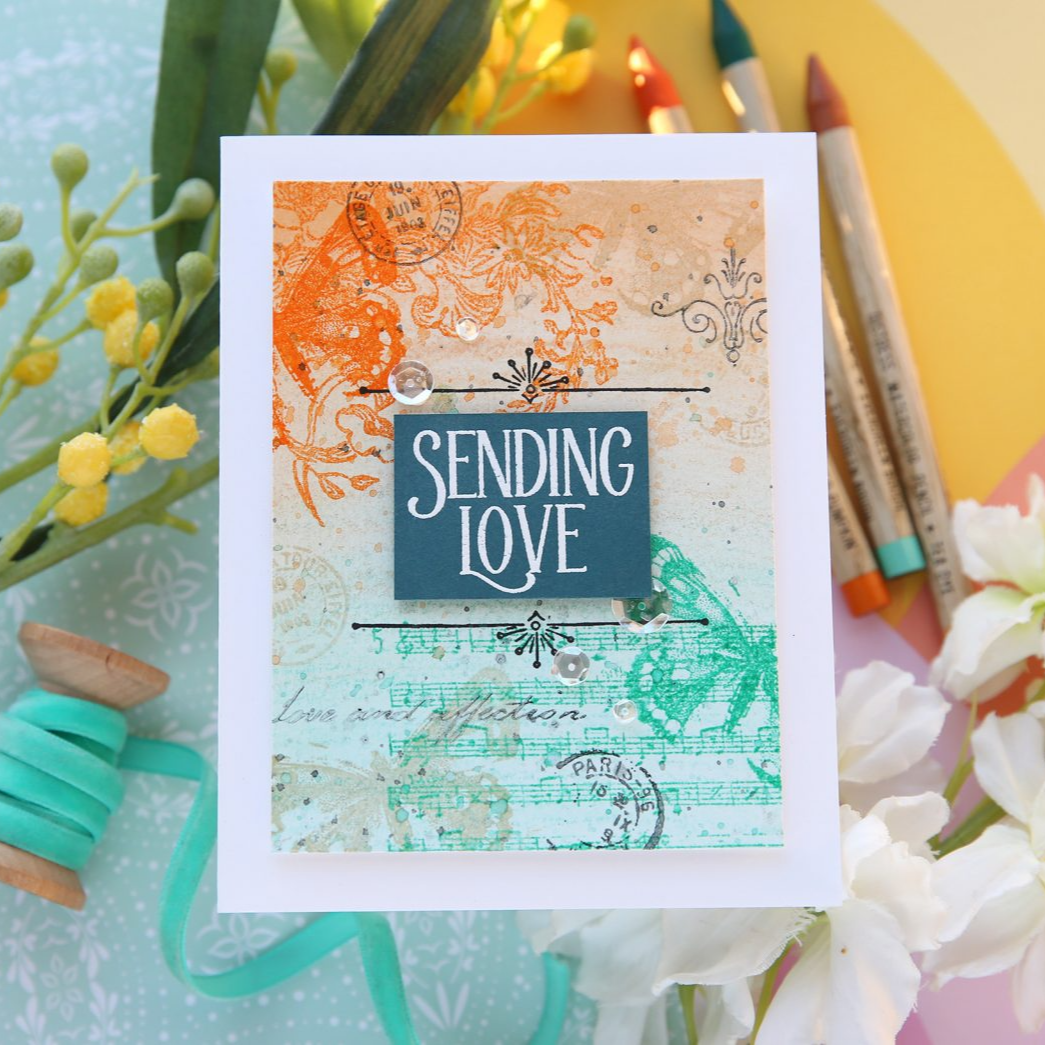 Simon Says Stamps and Dies Distressed Vintage Love Notes set296vl Love Card | color-code:ALT06