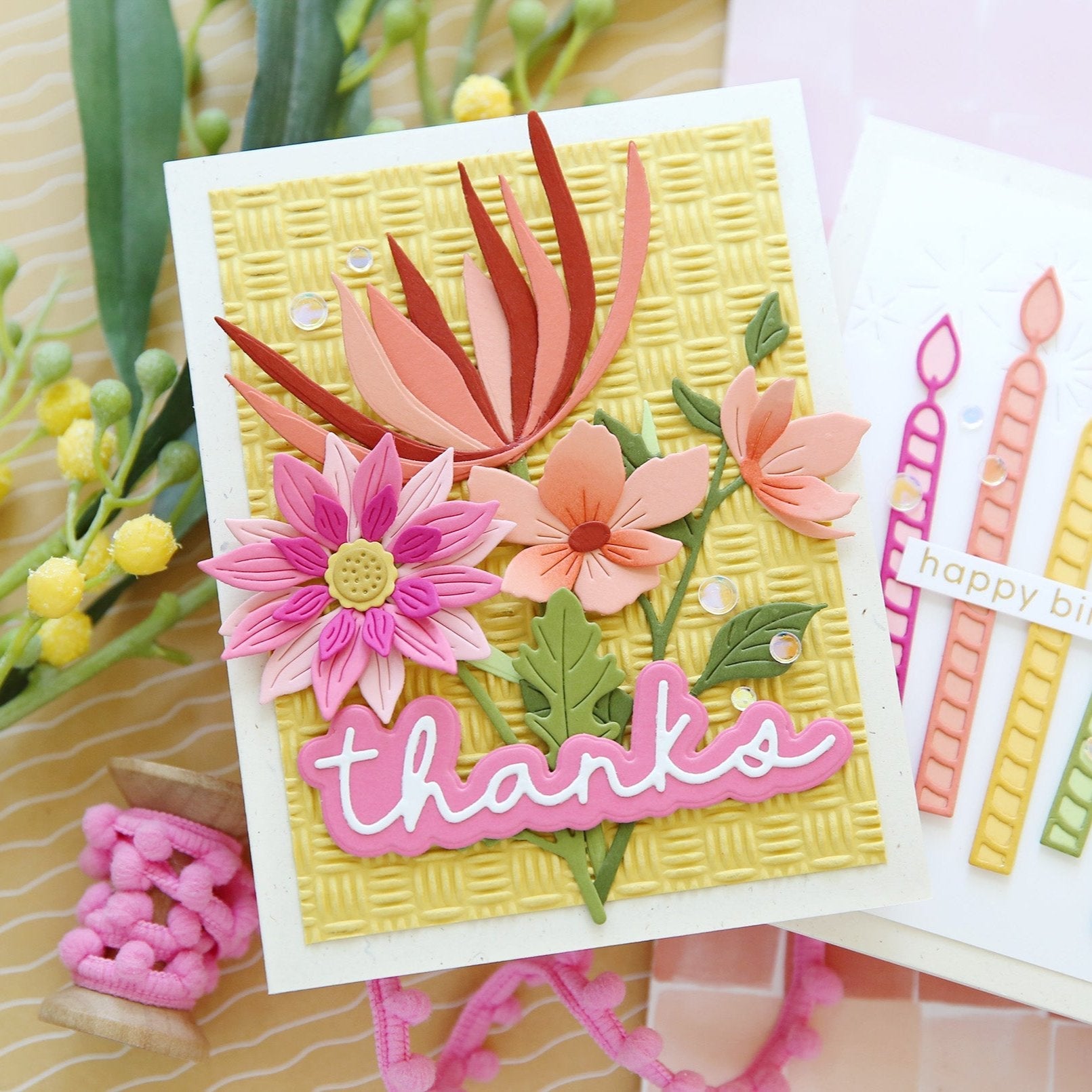 Simon Says Stamp Spiky Flowers Wafer Dies 1142md Stamptember Thanks Card | color-code:ALT01