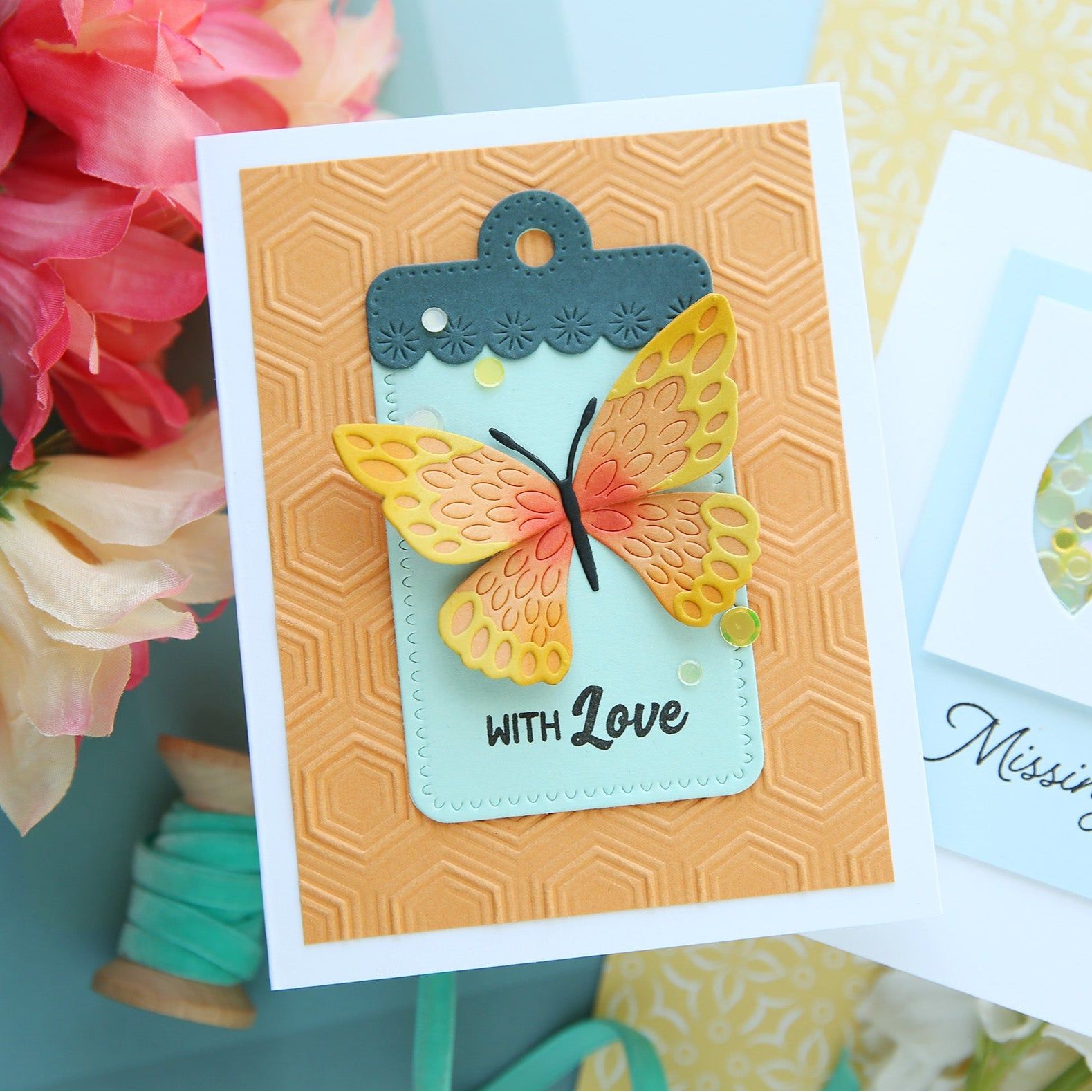 Simon Says Stamp Embossing Folder Hopping Hexagons sf472 You Are My Favorite With Love Card | color-code:ALT01