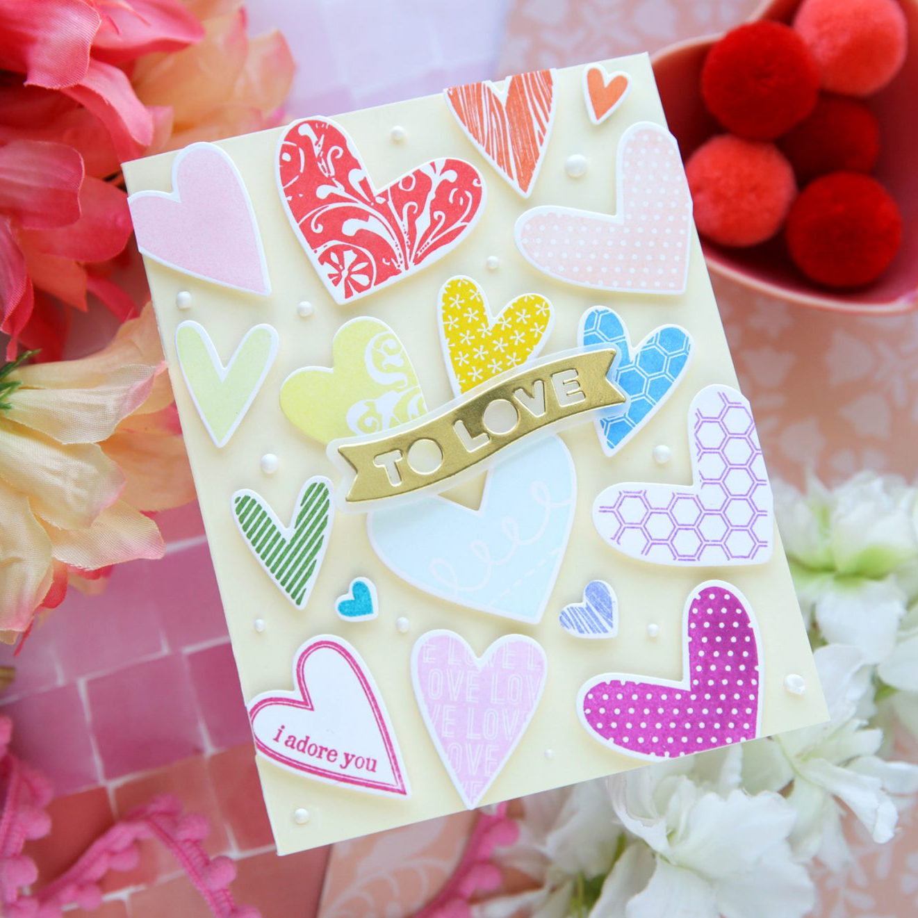 Simon Says Clear Stamps Lots of Hearts sss101208 Heart to Heart Love Card | color-code:ALT02