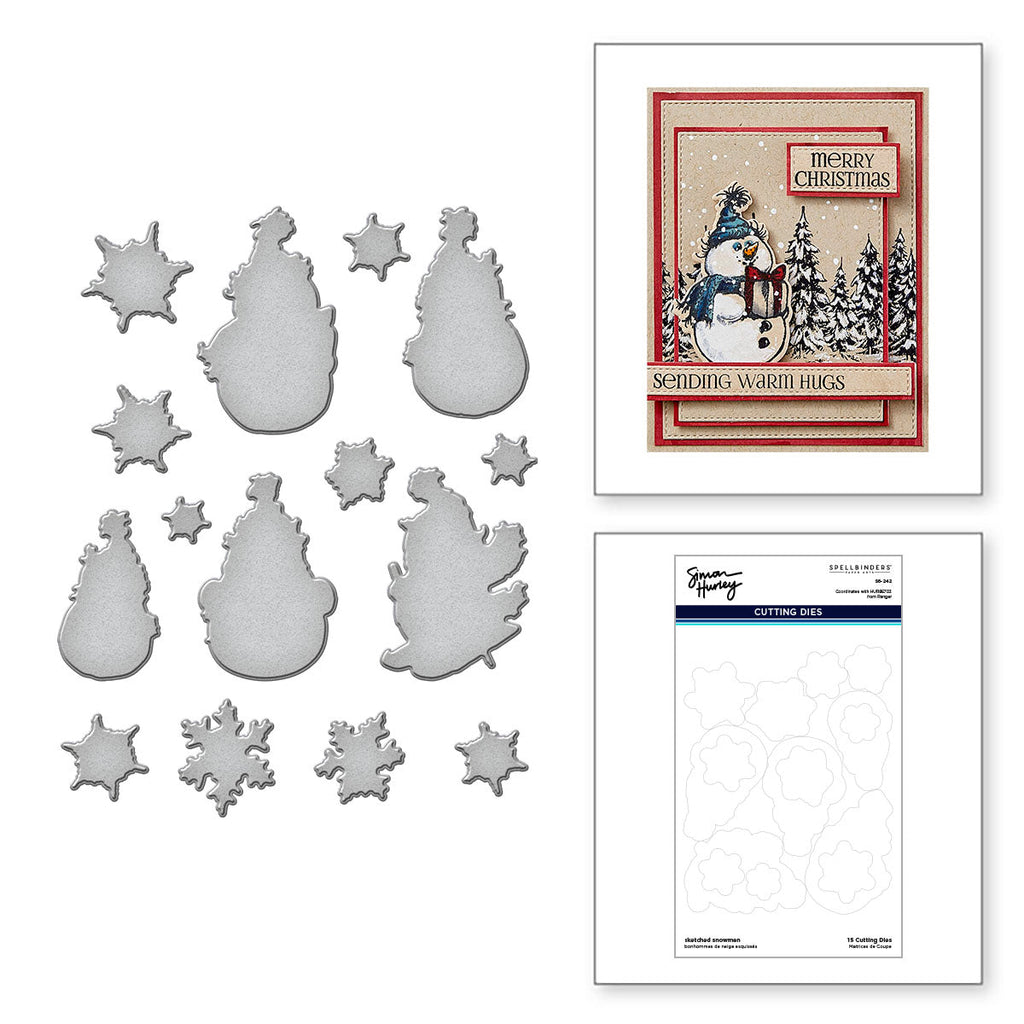Spellbinders Simon Hurley Sketched Snowmen Coordinating Etched Dies s6-242