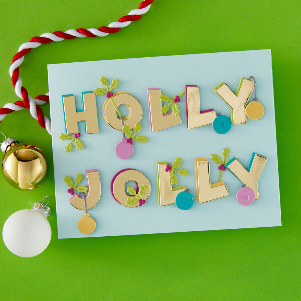 Spellbinders Say Cheese Classic Mouse Christmas Wreath, Alphabet and Steamboat Die Bundle holly