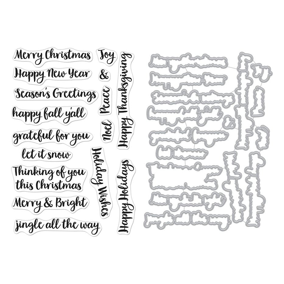 Hero Arts Holiday Season Messages Clear Stamp and Die Set SB373