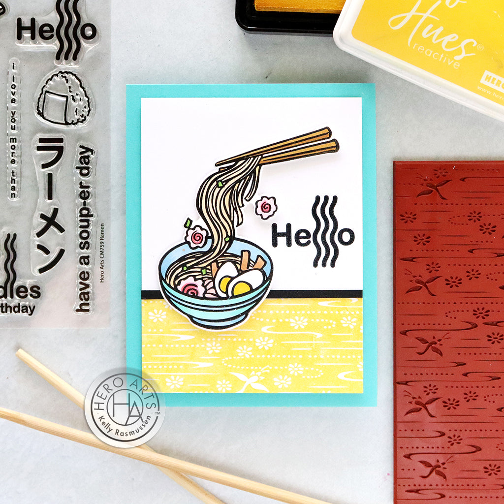 Hero Arts Floral Ramen Clear Stamp and Die Set sb402 hello