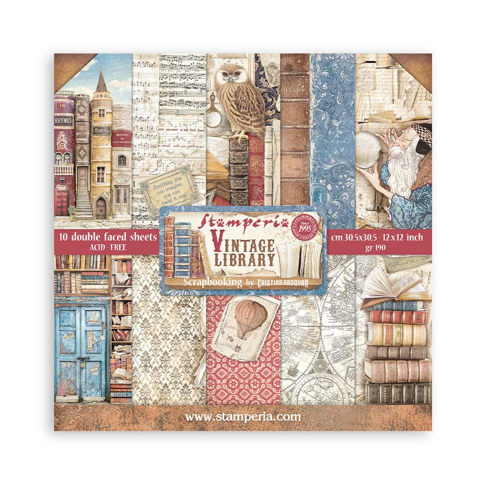 Stamperia Vintage Library 12 x 12 Paper sbbl132