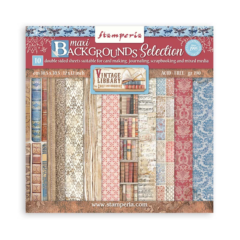 Stamperia Vintage Library Maxi Background 12 x 12 Paper sbbl133