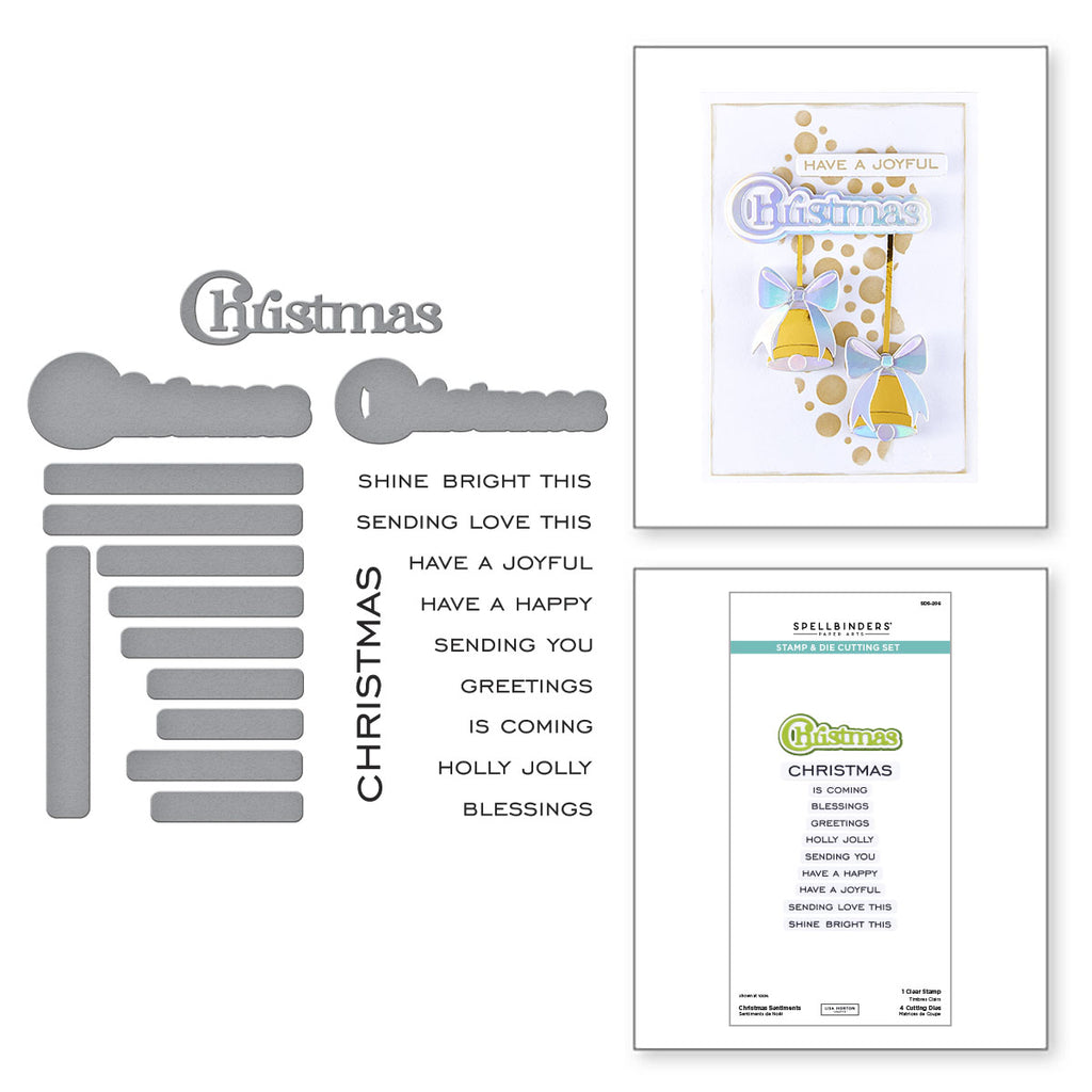 Spellbinders Christmas Sentiments Clear Stamp and Die Set sds-206