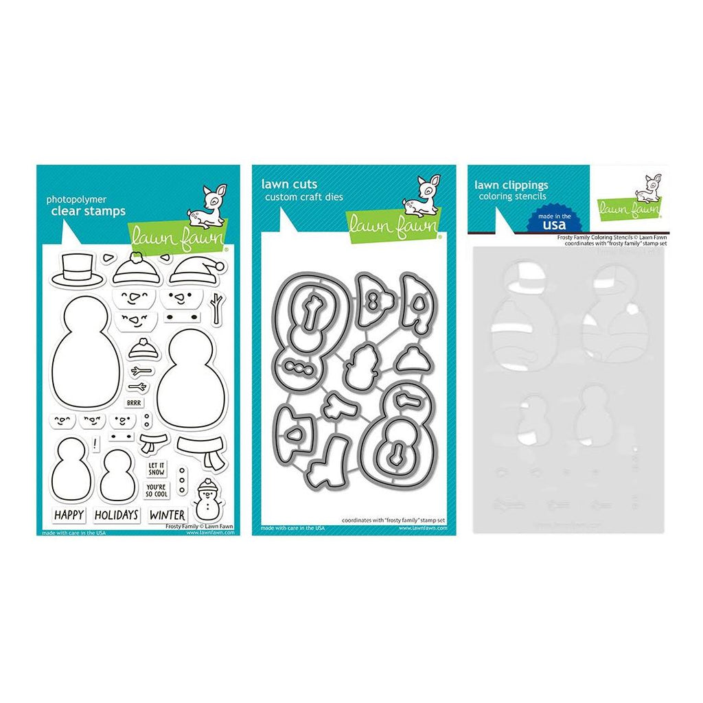 Lawn Fawn Frosty Family Stamps Dies Coloring Stencils Set