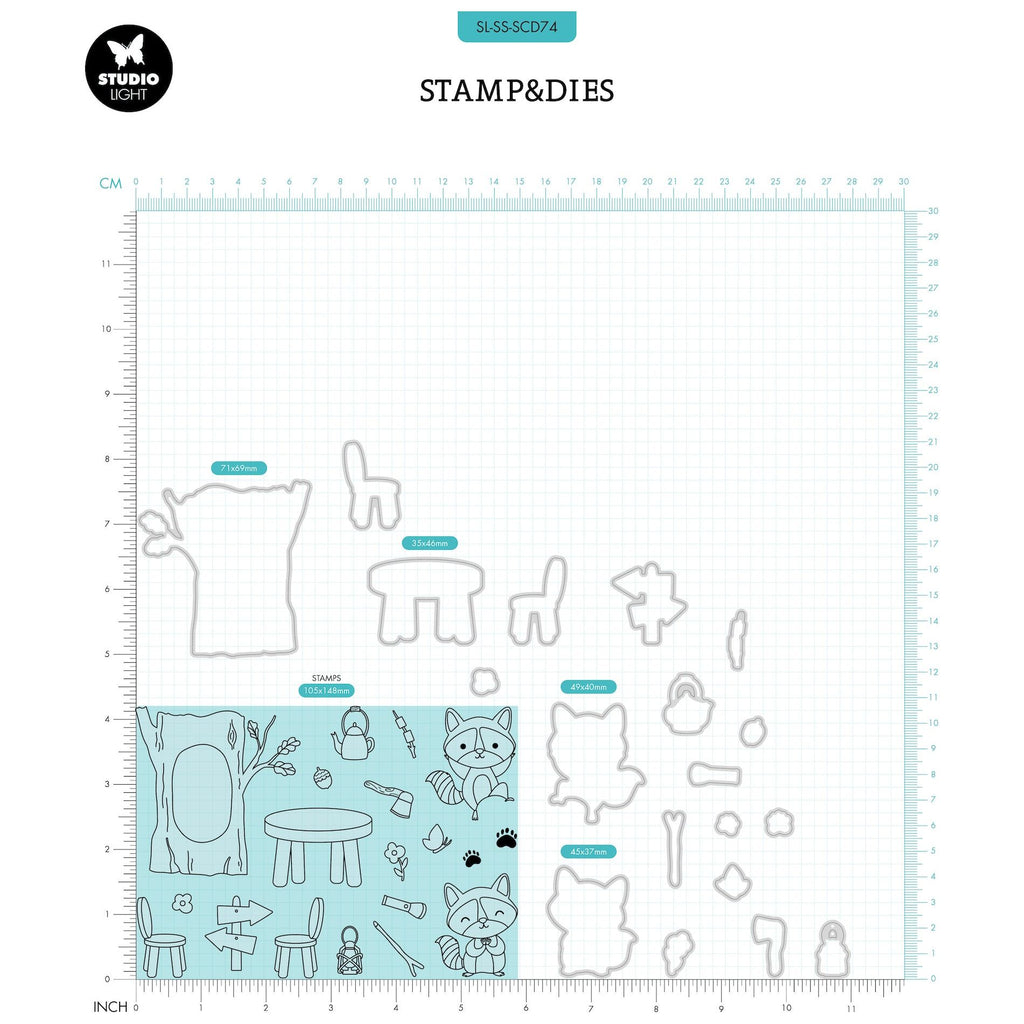 Studio Light Outdoorsy Stamps and Dies sl-ss-scd74 sizes