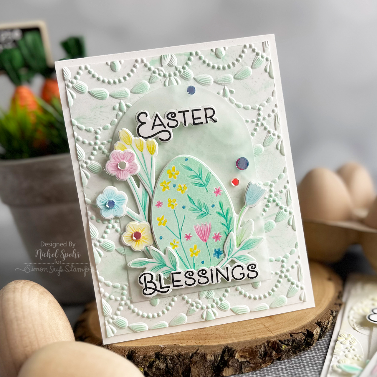 Simon Says Stamp Blessings at Easter Wafer Dies 1270sdc Favorite Things Easter Card | color-code:ALT06