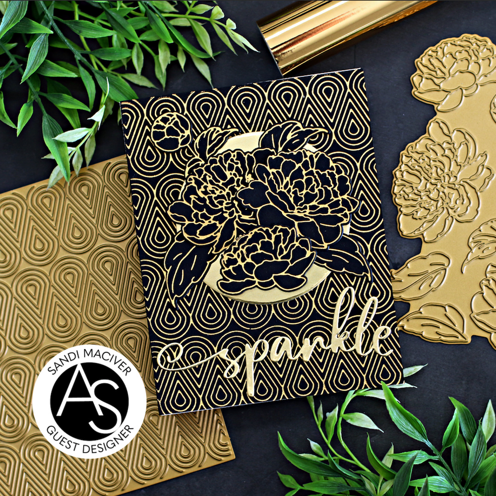 Alex Syberia Designs Gorgeous Peonies Hot Foil Plate asdhf55 Sparkle