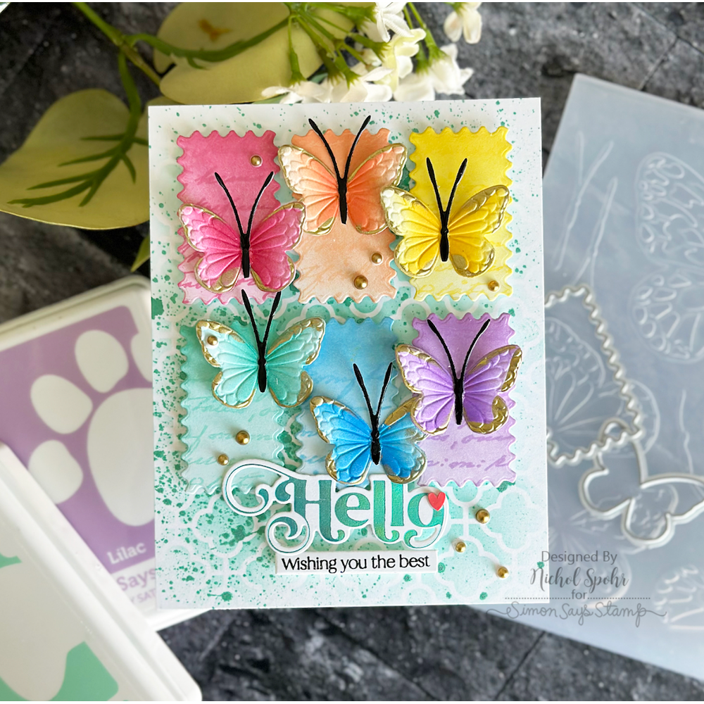 Tim Holtz Alcohol Ink 2oz GILDED ALLOY Ranger tag76575 Gilded Rainbow Butterflies Hello Card | color-code:ALT02