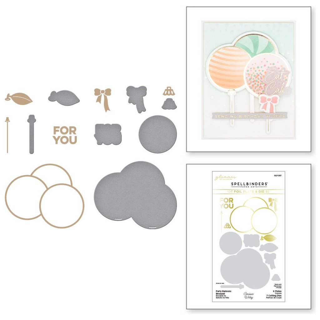 GLP-397 Spellbinders Party Balloons Bouquet Glimmer Hot Foil Plate and Die Set Balloons