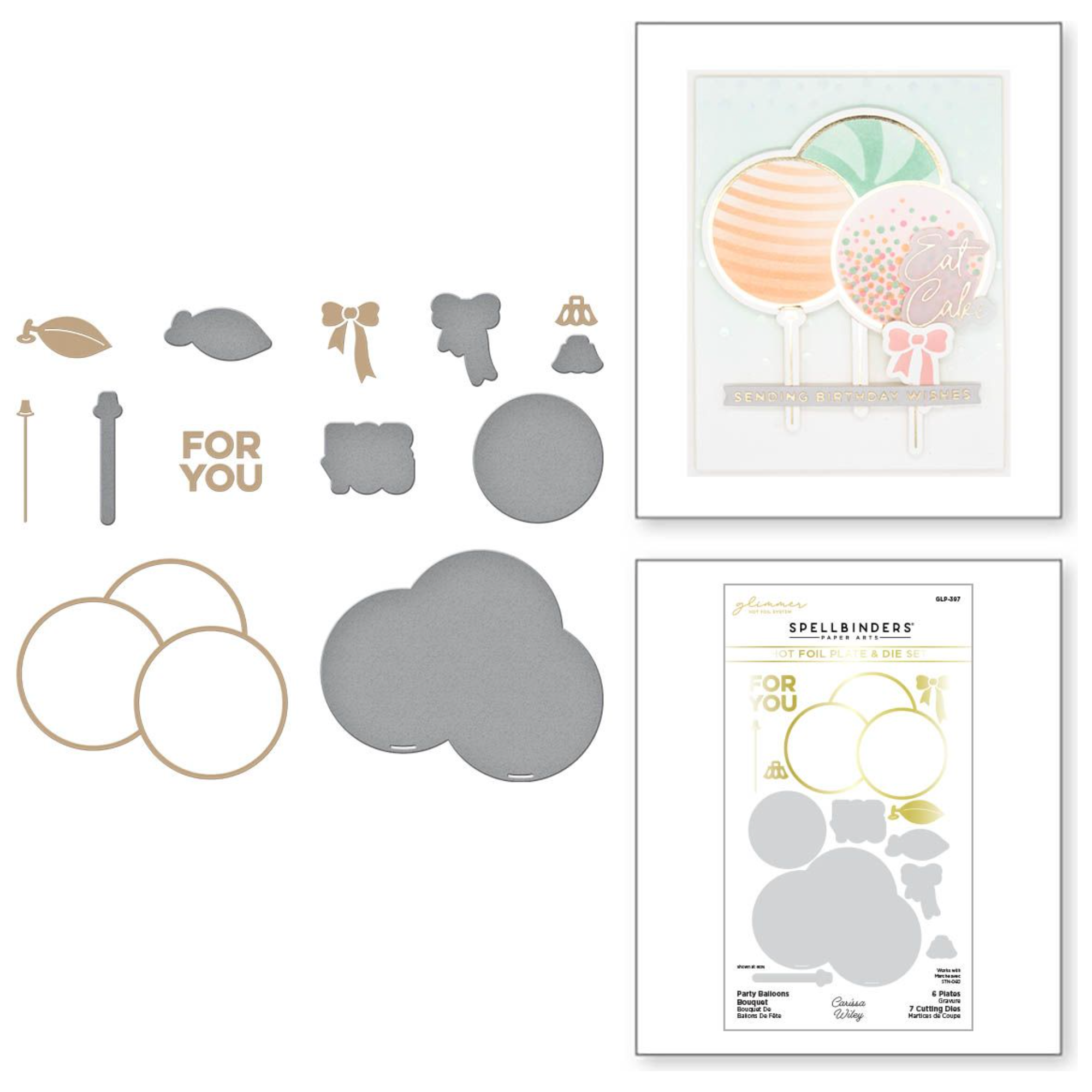 GLP-397 Spellbinders Party Balloons Bouquet Glimmer Hot Foil Plate and Die Set Balloons