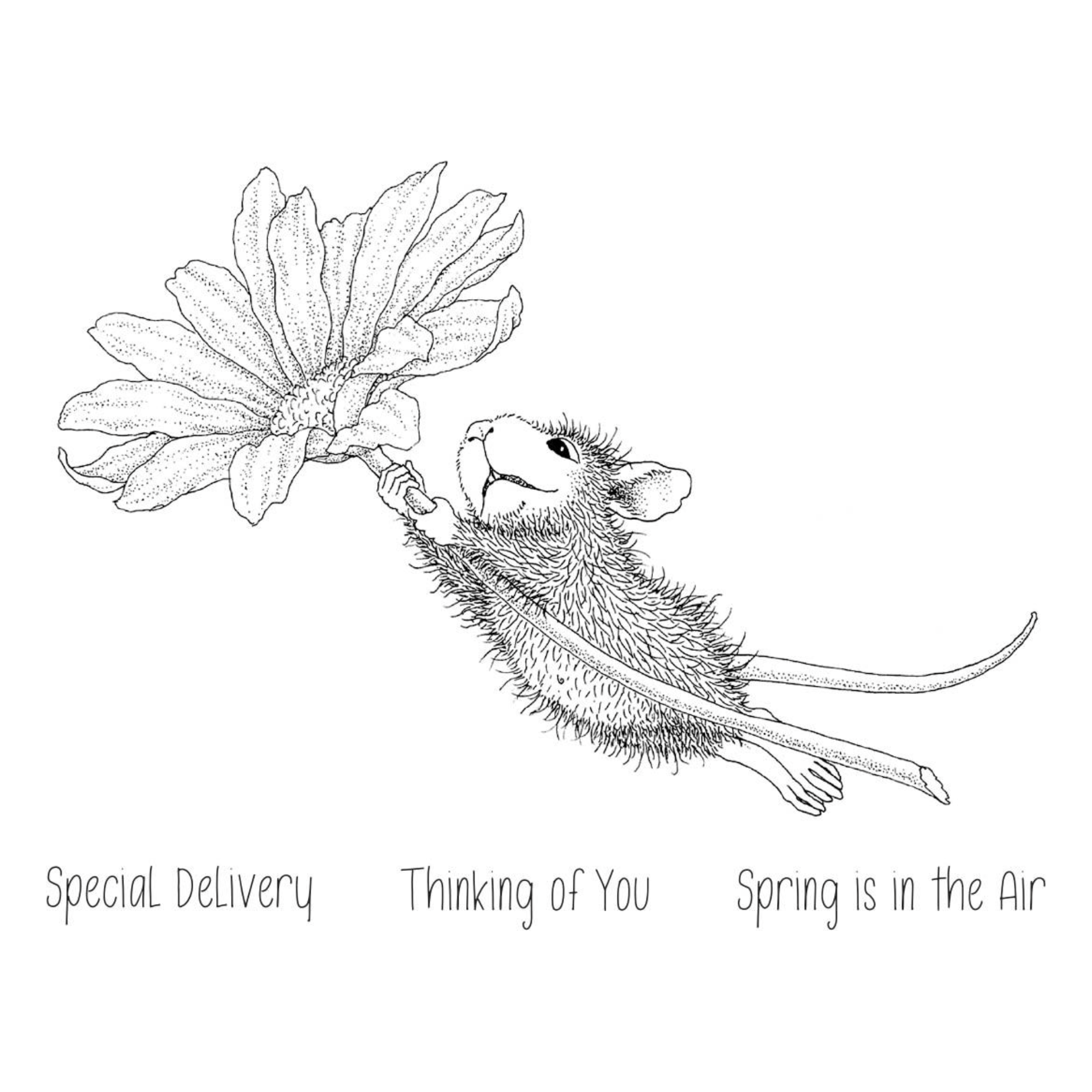 RSC-002 Spellbinders House Mouse Daisy Mouse Cling Rubber Stamps