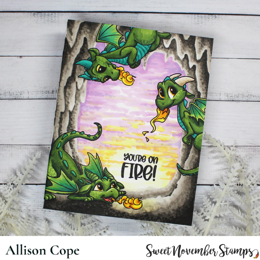 Sweet November Stamps Dragon Trio Clear Stamp Set snssudt23 Fire