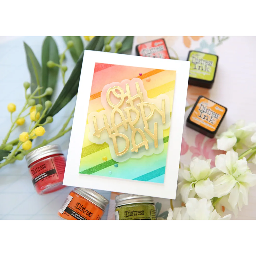 Tim Holtz Distress Embossing Glaze Spiced Marmalade Ranger tde79217 Bright Oh Happy Day Card | color-code:ALT02