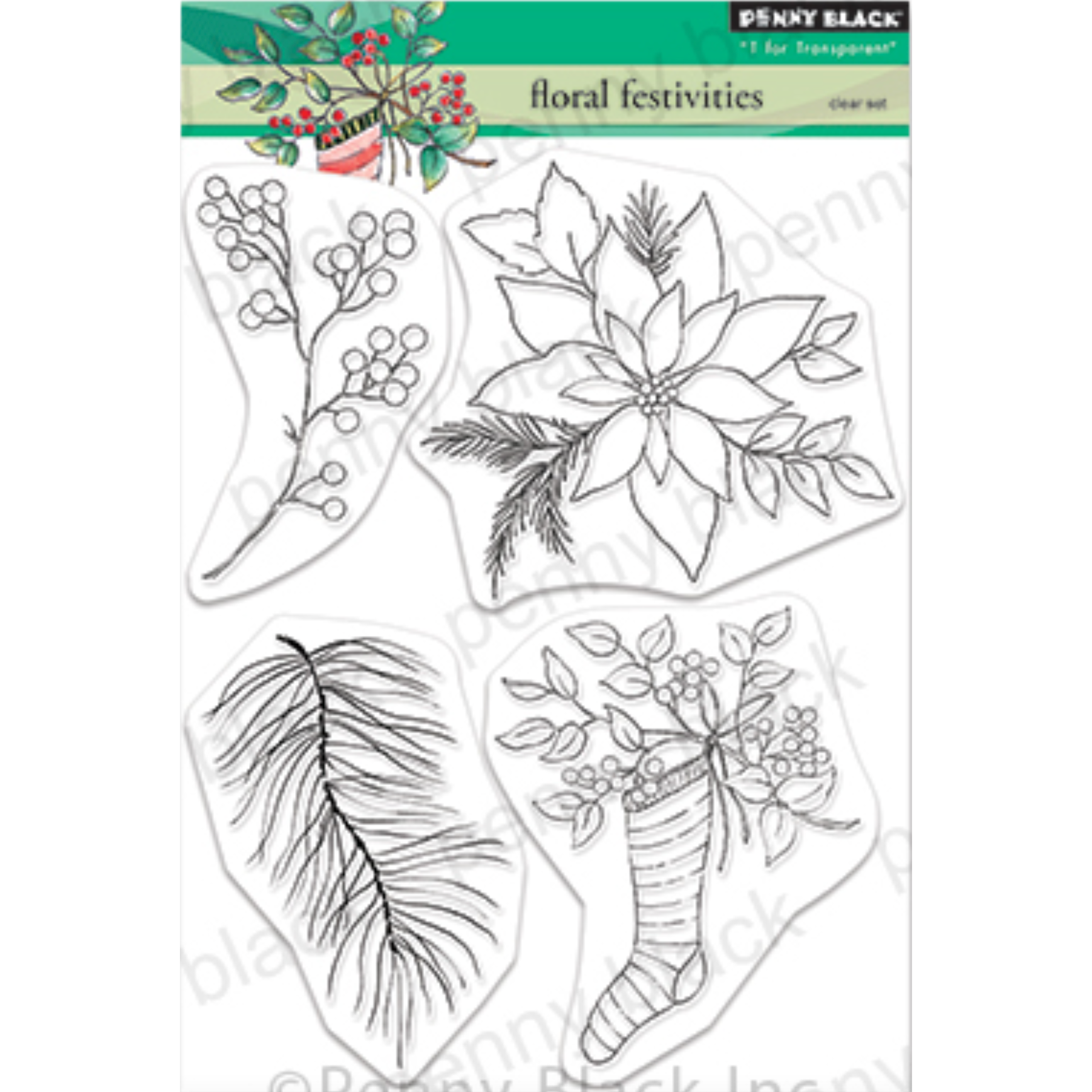 Penny Black Clear Stamps Floral Festivities 31-008