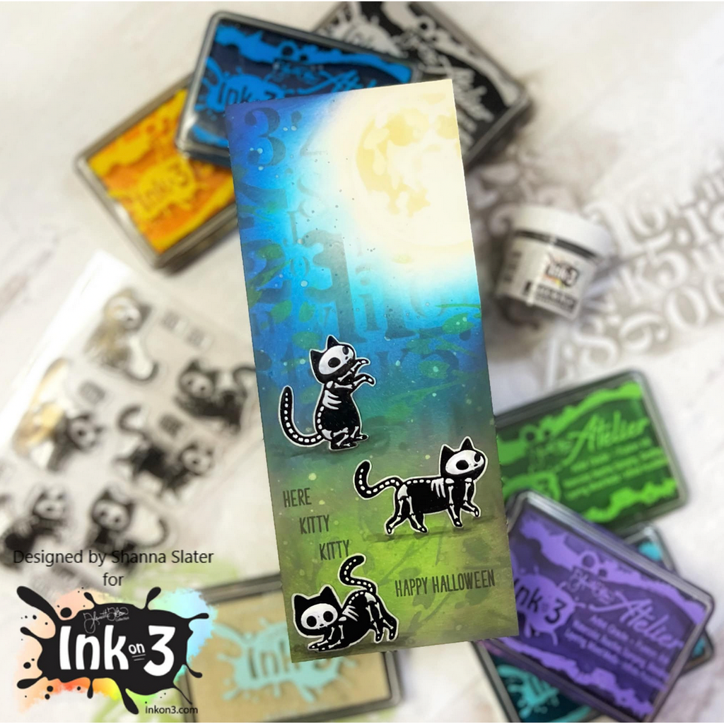 Inkon3 Numerology 6x6 Stencil halloween cats