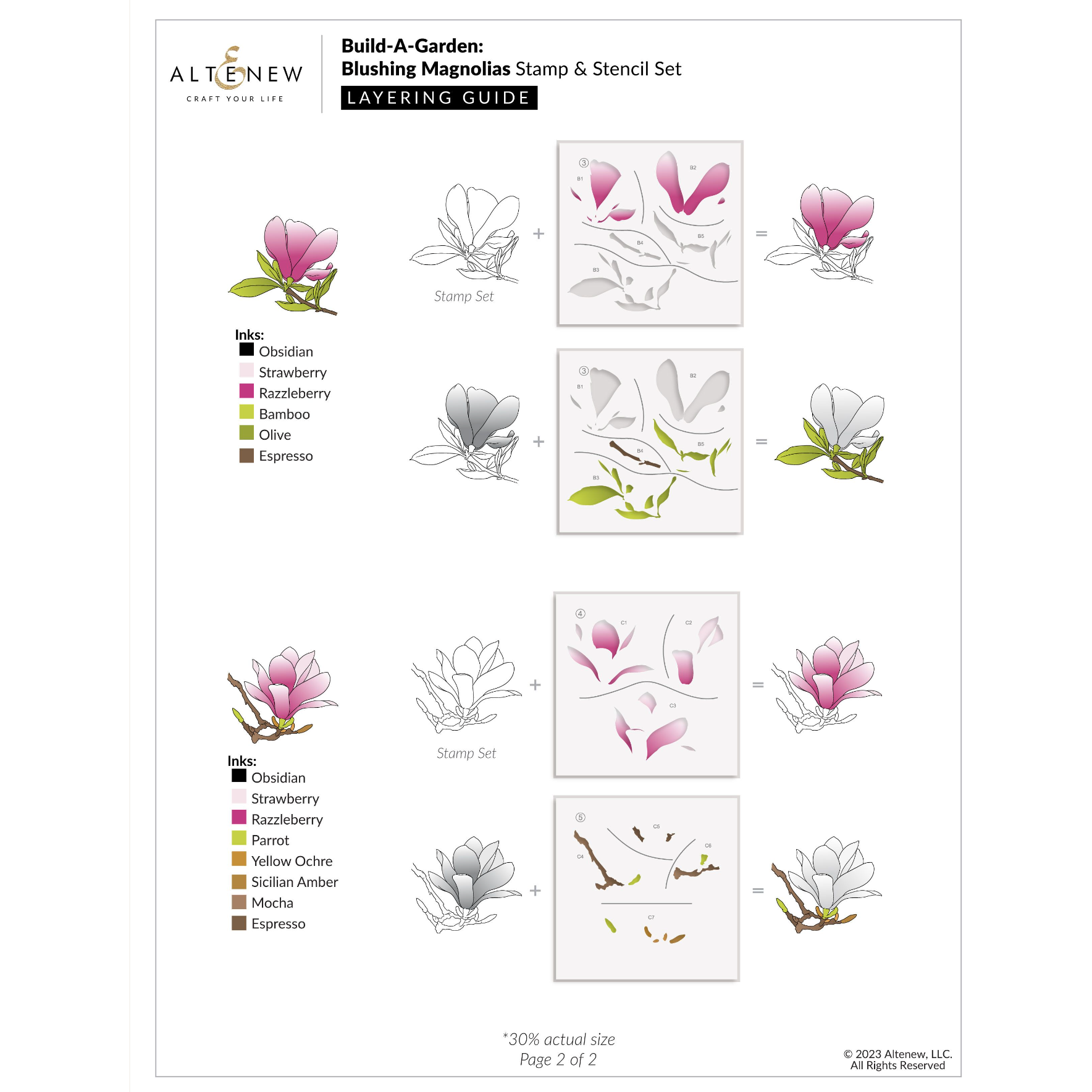 Altenew Build a Garden Blushing Magnolias Set alt8188bn layering guide