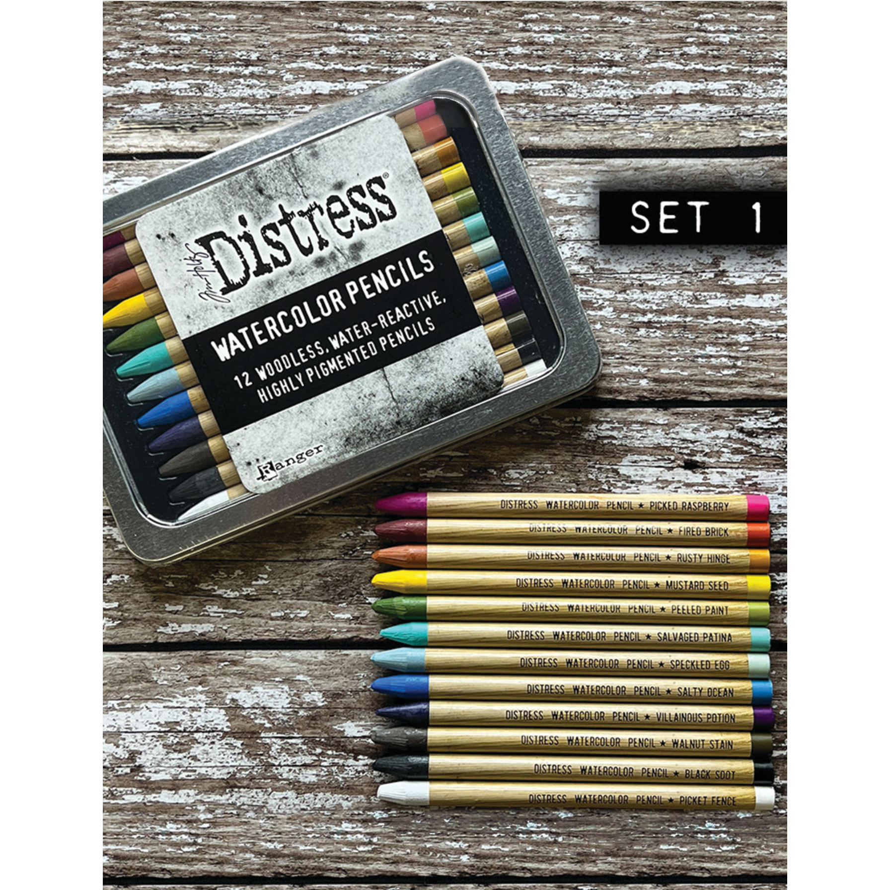 Tim Holtz Distress Watercolor Pencils SET 1 Ranger tdh76308