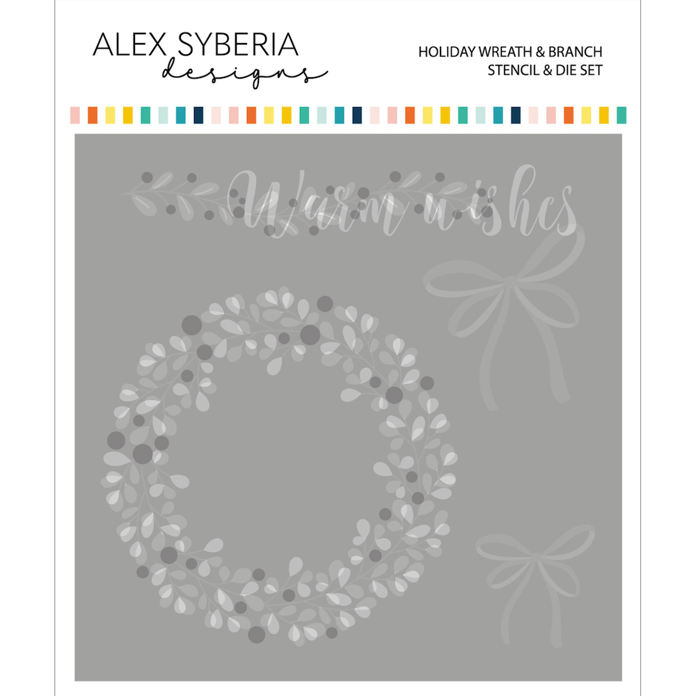 Alex Syberia Designs Holiday Wreath and Branch Stencil and Die Set asd-sted-137