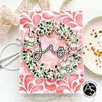  Alex Syberia Designs Holiday Wreath and Branch Stencil and Die Set asd-sted-137 mice
