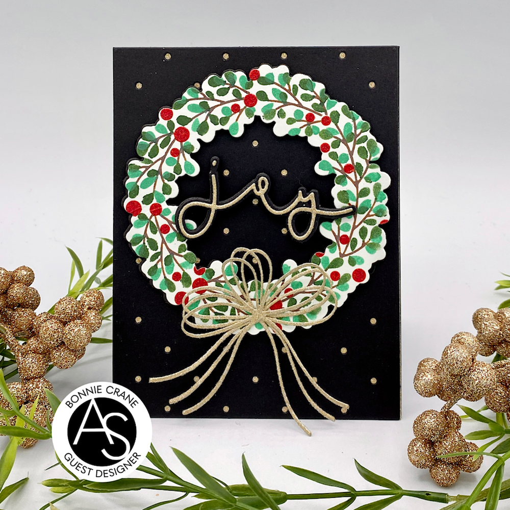 Alex Syberia Designs Holiday Wreath and Branch Stencil and Die Set asd-sted-137 bow