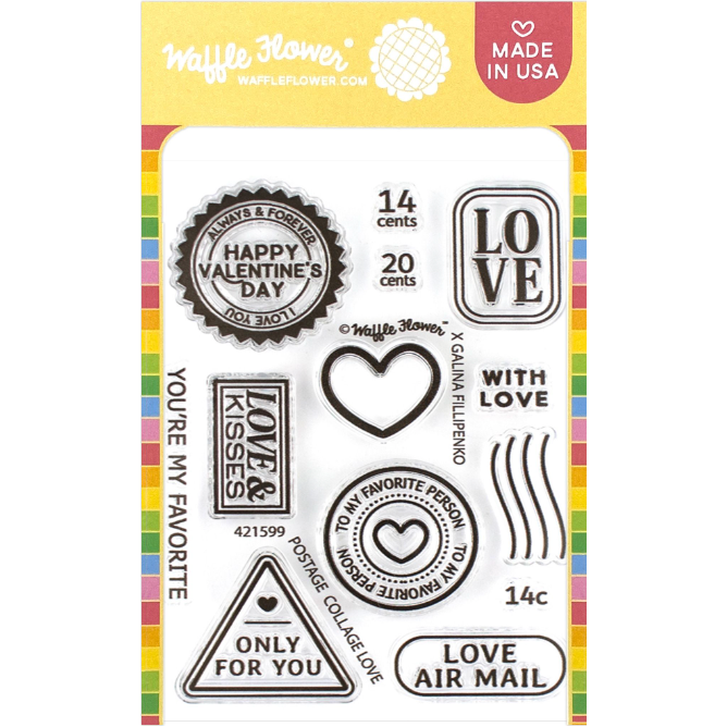 Waffle Flower Postage Collage Love Stamps 421599