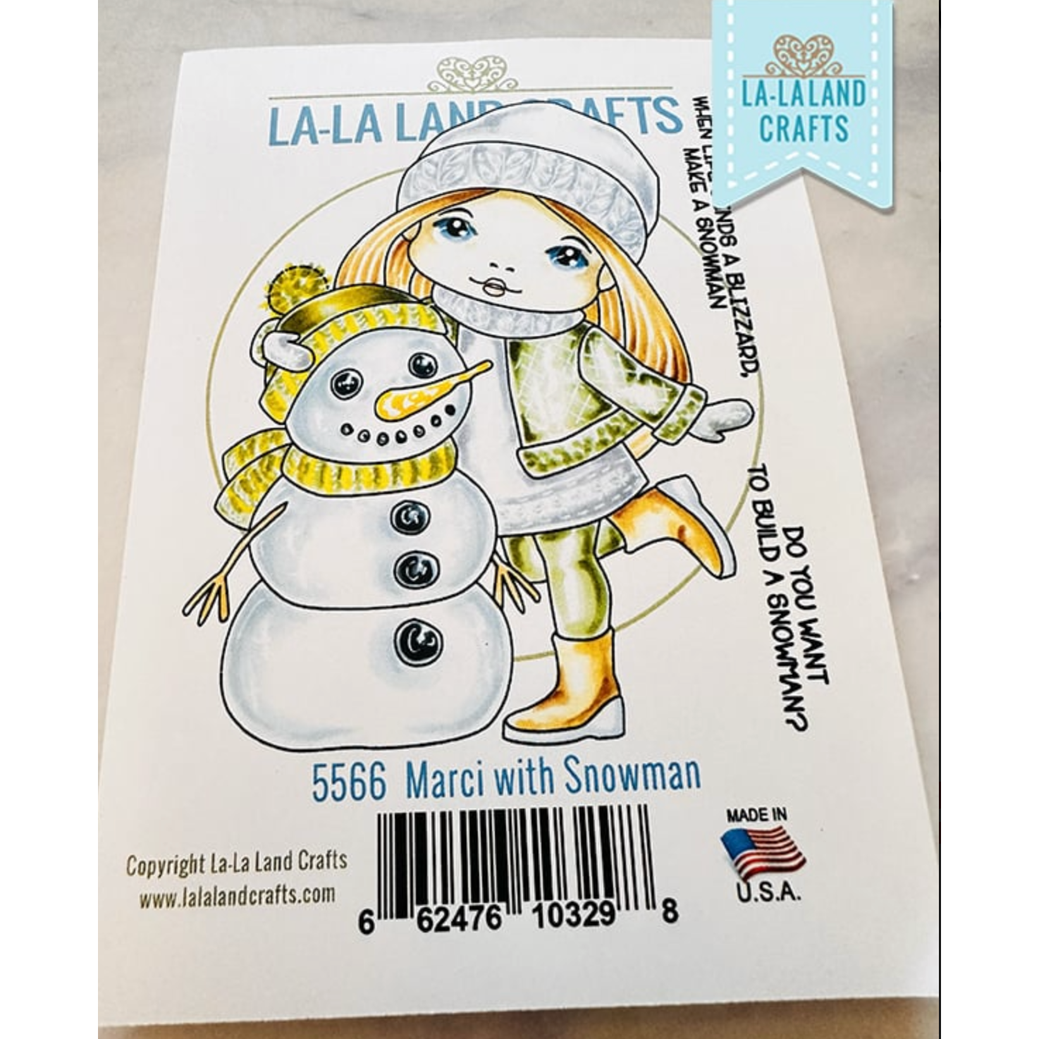 La-La Land Crafts Cling Stamp Marci with Snowman 5566